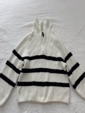 H&M Quarter Zip Striped Sweater